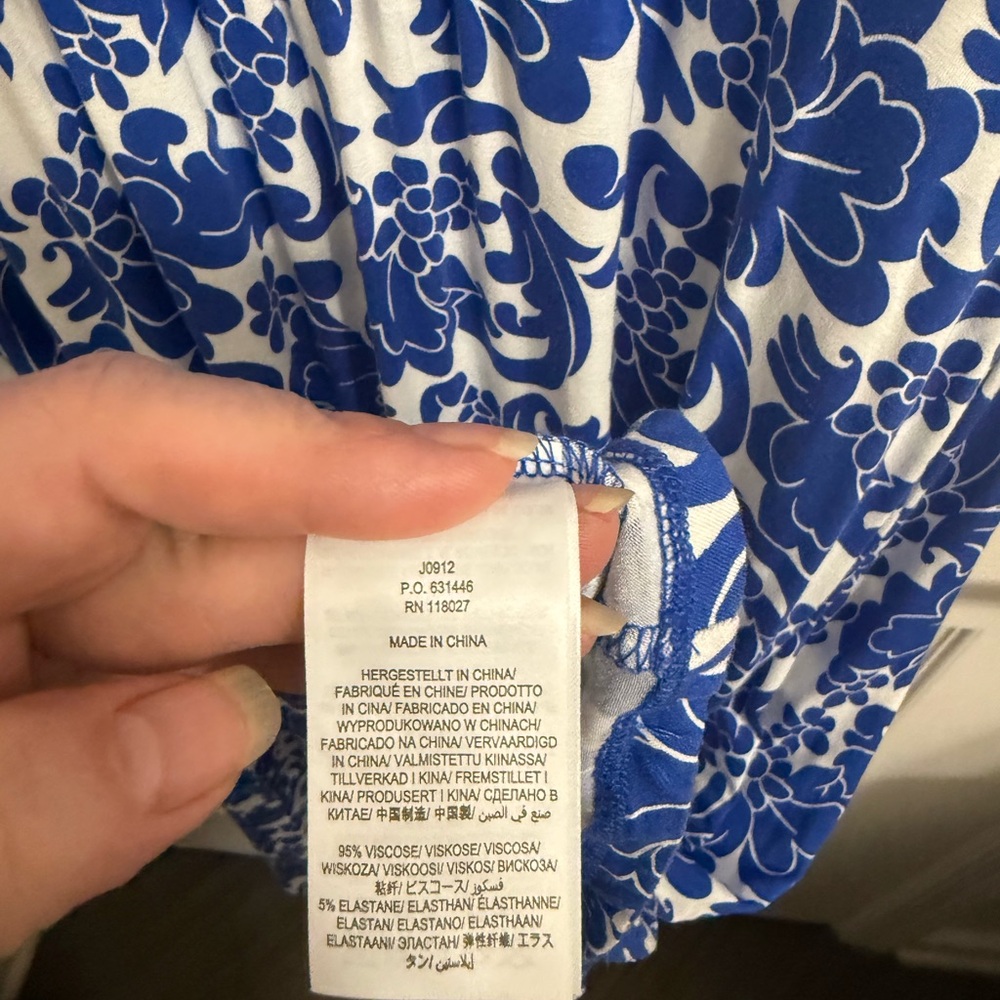 Boden Blue and White Floral Midi Knit Dress - Picture 7 of 9